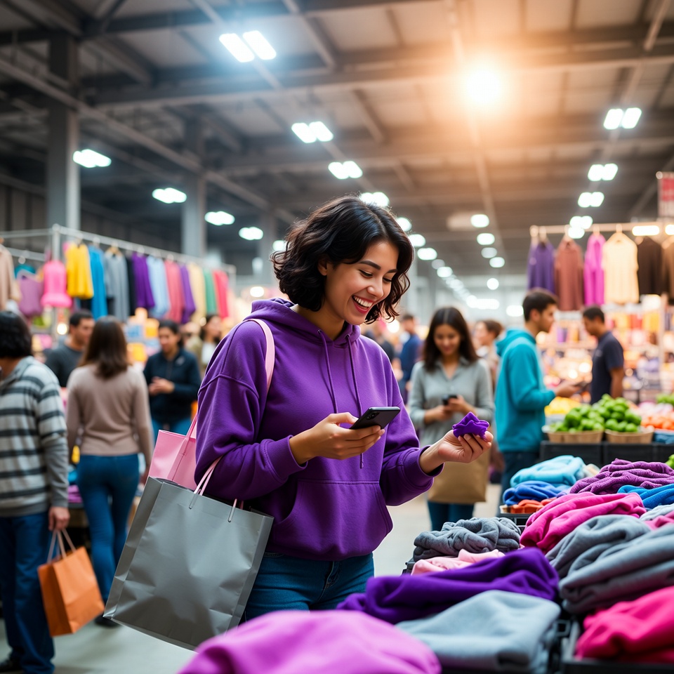 Happy shopper with products